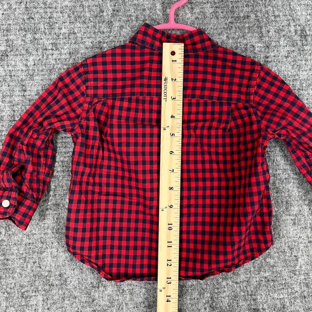 Ralph Lauren Baby Boy Button‎ Up Dress Shirt 12 Months Red Plaid Cotton